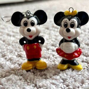 Vintage DISNEY Bone China Porcelain MICKEY & MINNIE MOUSE 2" Mini Figurines Set
